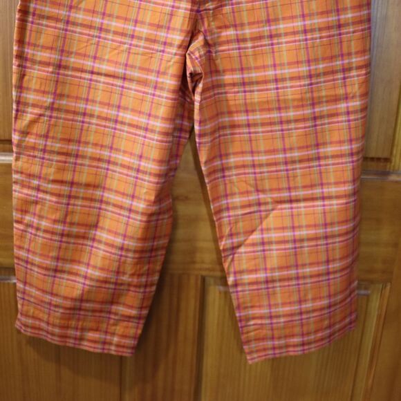 Telluride Women’s Bright Orange Plaid Capri Pants Size 10 NWT Y2K Streetwear - Picture 3 of 13